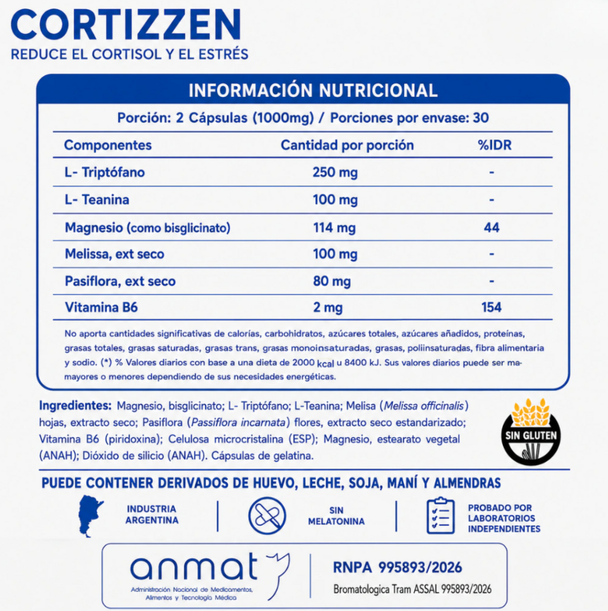 CORTIZZEN | REDUCE LOS NIVELES DE CORTISOL,ESTRรS, HINCHAZON Y ANSIEDAD