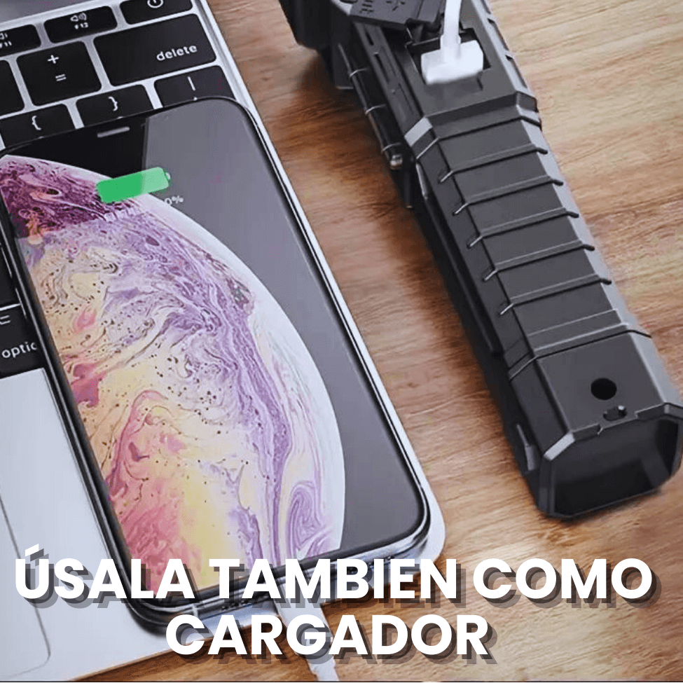 Linterna Táctica Multiuso 4 en 1 - Recargable y de Emergencia